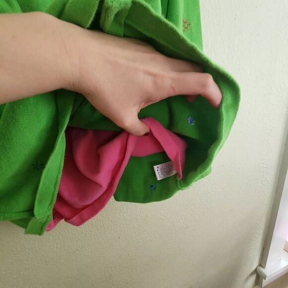 Quacker Factory Womens Green Pink 2 Piece Cardigan Sweater Snowflake Size M - Picture 3 of 4